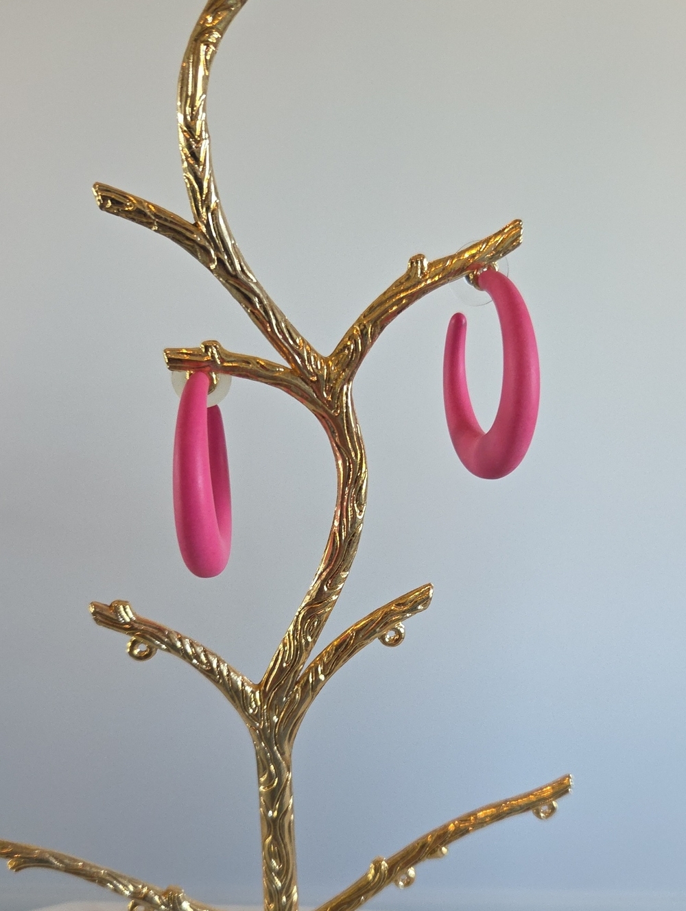 Pink Hoop Earrings - Classic Women's Jewelry